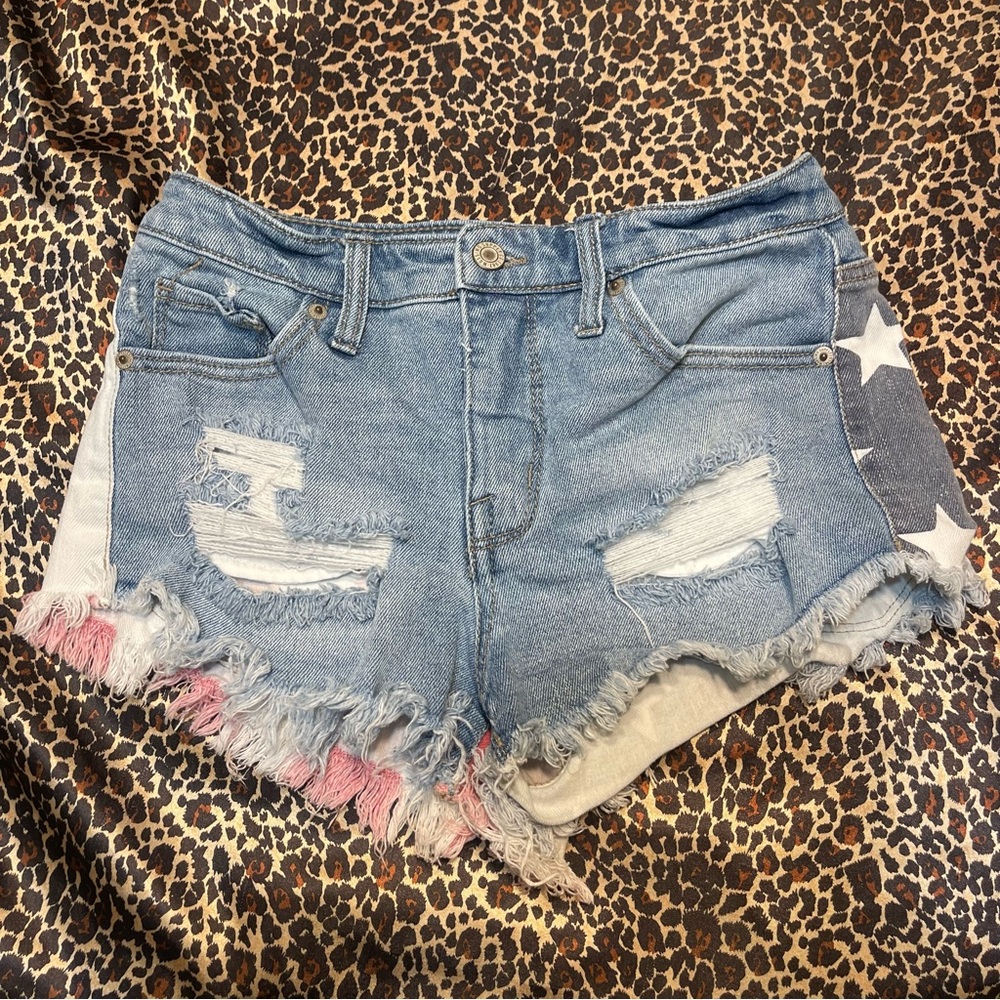 Mossimo American Flag Short Distressed Jean Shorts